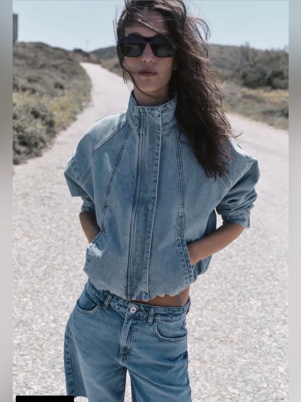 🔥🔥Zara Light Blue Denim Bomber Jacket